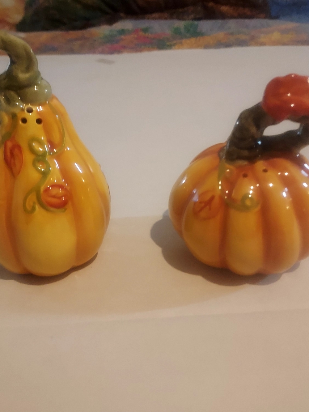 Blue Skye 2014 Orange Ceramic Pumpkin Salt & Pepper Shakers